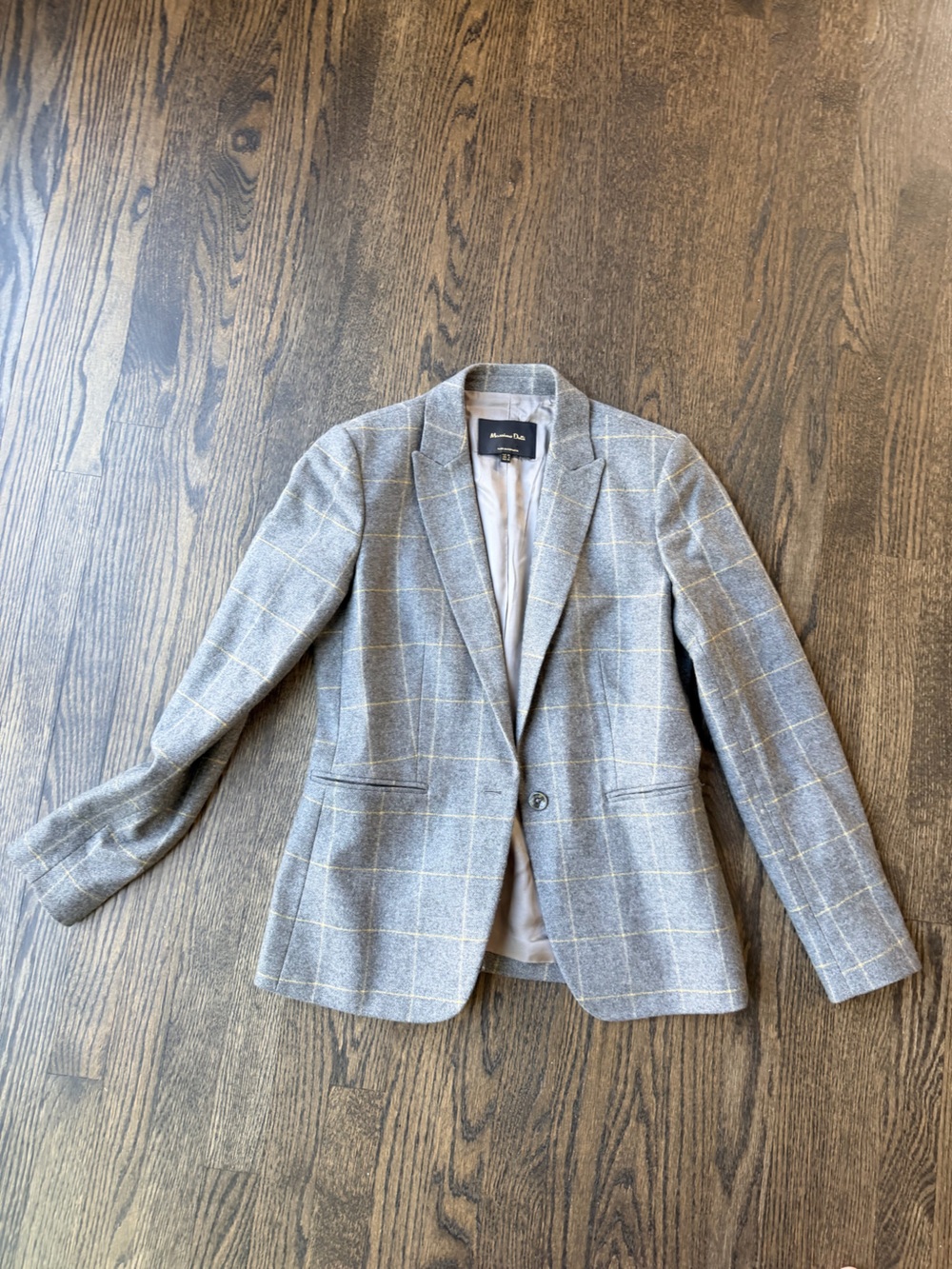 Massimo Dutti Light Gray Windowpane Sport Coat with Cream Lines